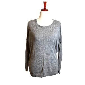 CAbi sweater brown/gray heathered Mushroom oversized long sleeve scoop neck Sz S